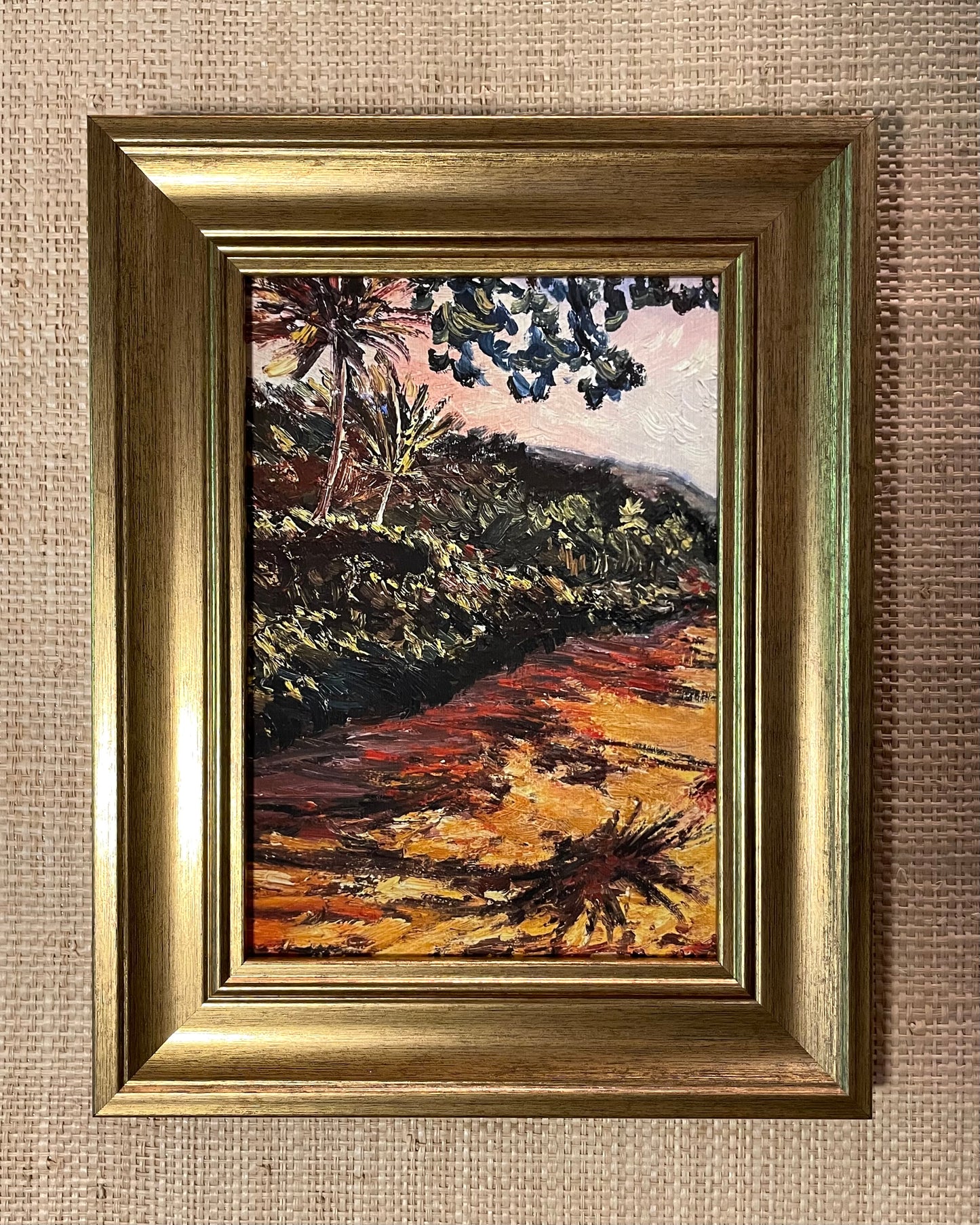 "Pupukea Palm Shadow" Gold Framed Linen Giclée - 5x7 Inch