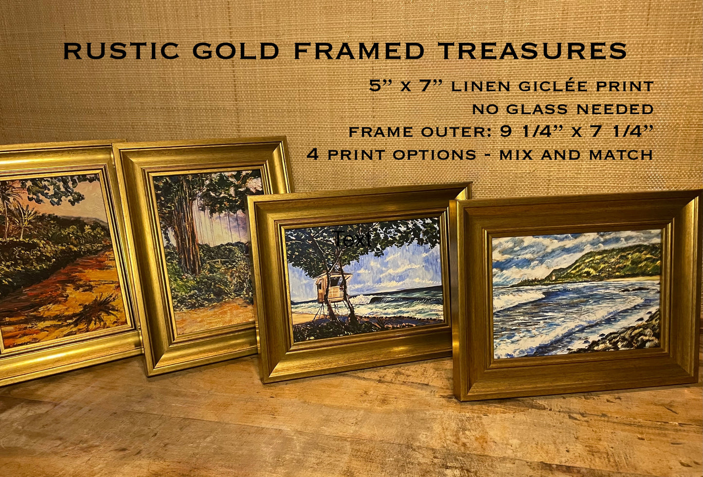 "Banyan at Keiki's" Gold Framed Linen Giclée - 5x7 Inch