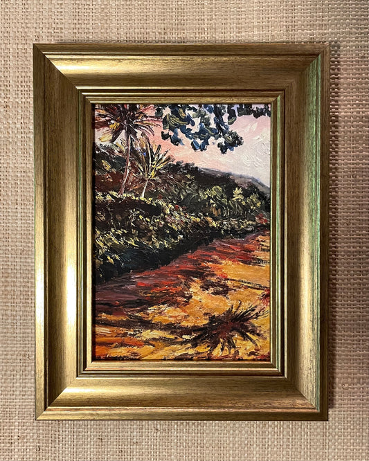 "Pupukea Palm Shadow" Gold Framed Linen Giclée - 5x7 Inch
