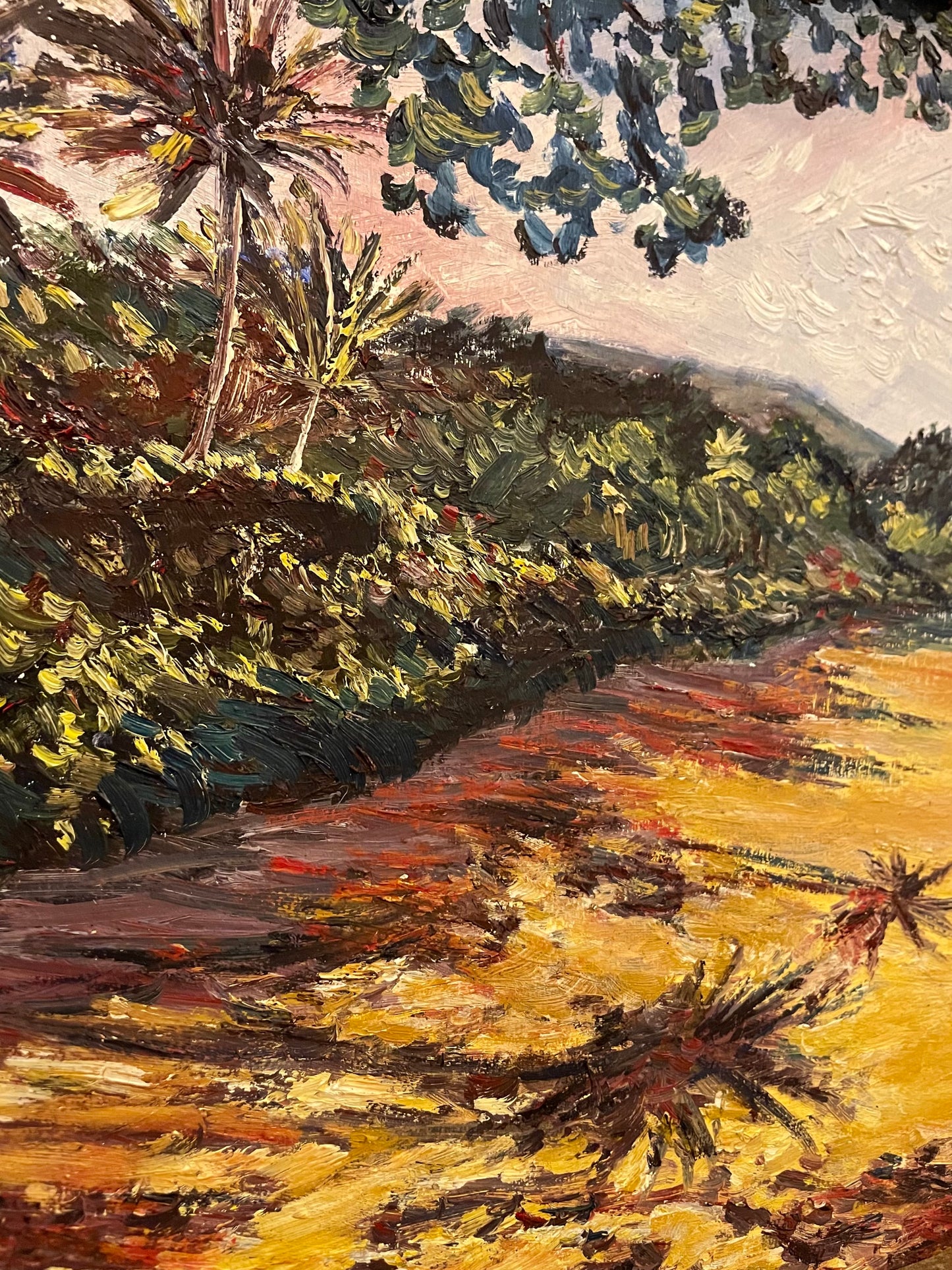 "Pupukea Palm Shadow" Gold Framed Linen Giclée - 5x7 Inch