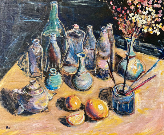 "Still Life: Bottles and Oranges"